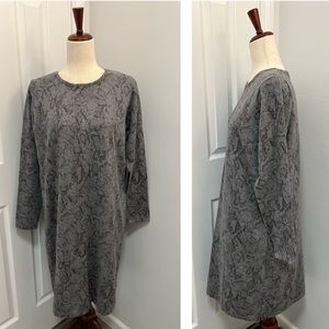 NWT J. Jill Wearever Collection Grey Snake Print Soft Midi Sweater Dress